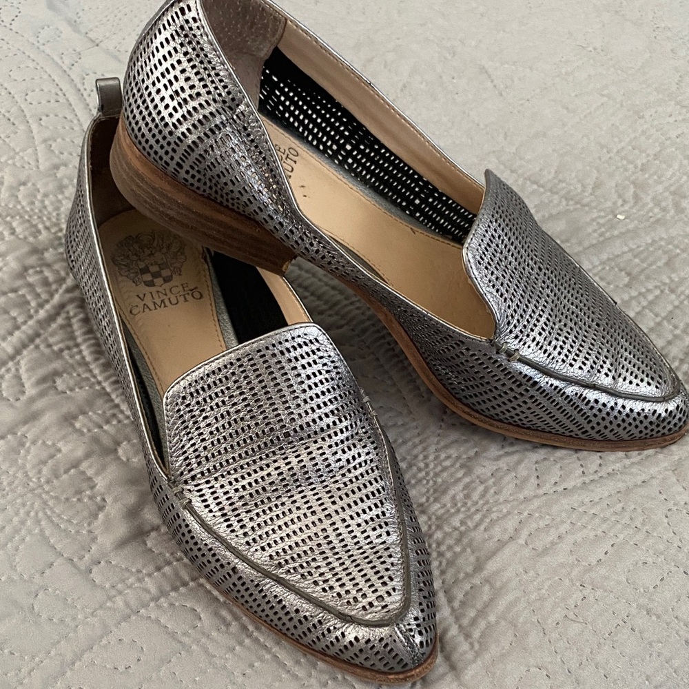 Vince Camuto Metallic Silver Loafers